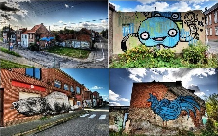 Những bức họa lạ mắt được vẽ trên các mặt tường nhà